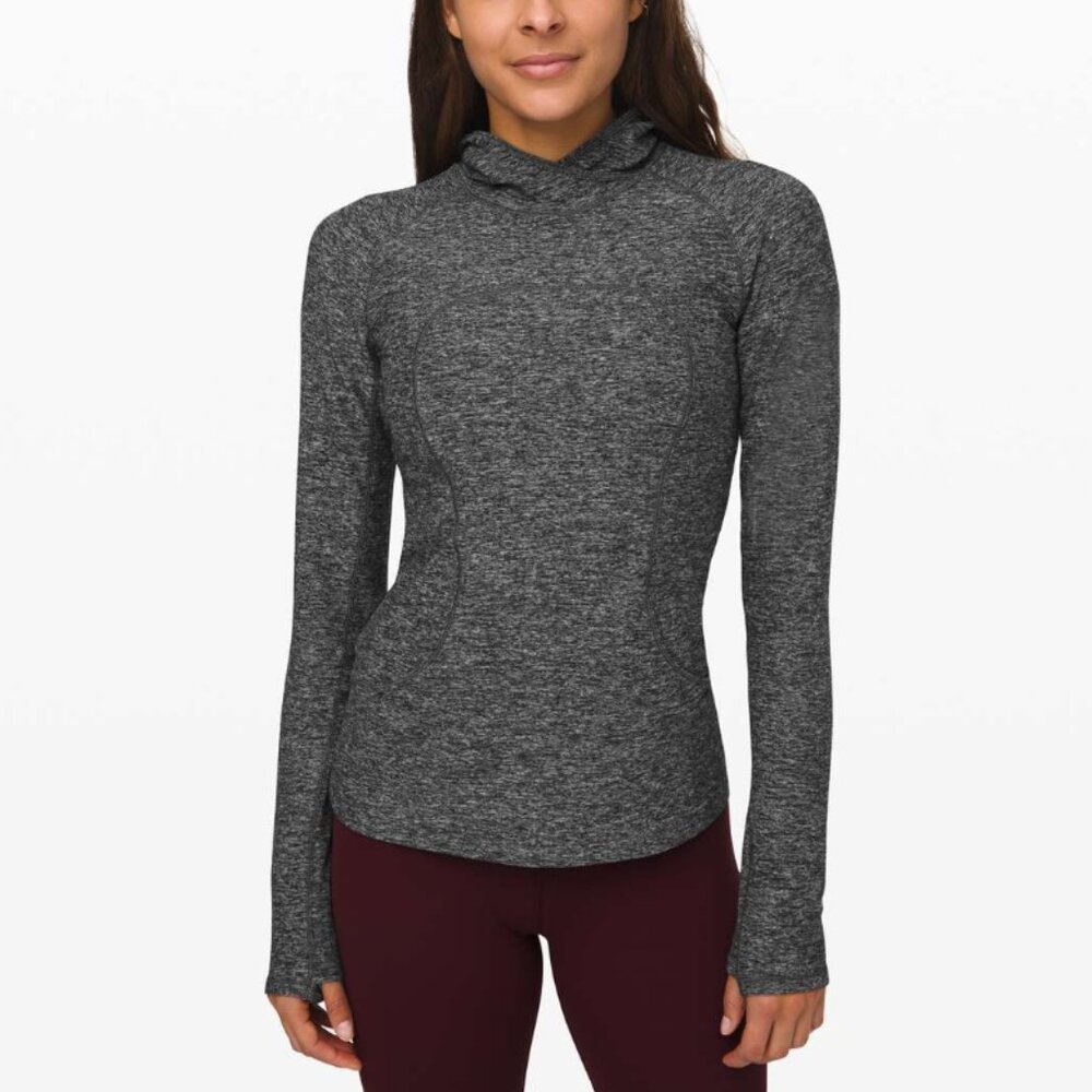 Lululemon On Repeat Rulu Hoodie Heathered Black Lightweight Soft Training